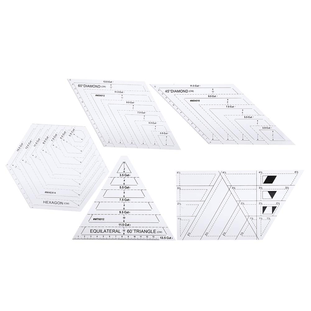 5Pcs Quilting Ruler Patch-Work Ruler Quilting Templates Transparent Sewing Cutting Craft Manual DIY Tools for Measuring and Cutting
