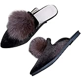 Hee grand Women's Mules Bowknot Suede Comfortable Slip On Flats Closed Pointed Toe Backless Loafers Mules for Women