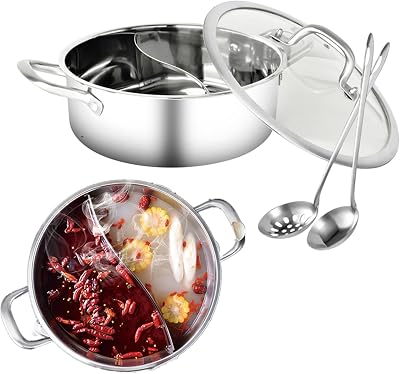 MOVKZACV Hot Pot Cooker Mandarin Duck S-Type Stainless Steel 2 Ladles Divider