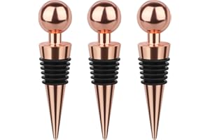 3 Pcs Wine Stoppers Bottle Stopper Wine Saver, Yimerlen Silicone Vacuum Wine Bottle Corks, Reusable Wine Stopper Used for Bar, Holiday Party Keep Wine Fresh Suitable for Standard Bottle (Rose Gold)