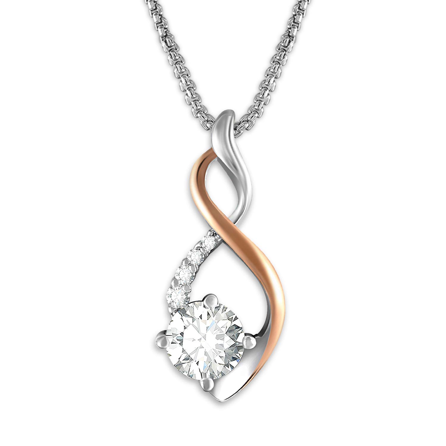GEORGE · SMITH Necklace for Women 925 Sterling Silver Pendant Infinity Necklace with Crystals, Ladies Necklace Birthday Gifts for Women Mum Girlfriend (with Box)