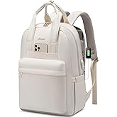 LOVEVOOK Laptop Backpack Purse for Women, 15.6 Inch Travel Laptop Bag with USB Port, Waterproof Work Teacher Nurse Computer Backpack, Durable Casual Daypack