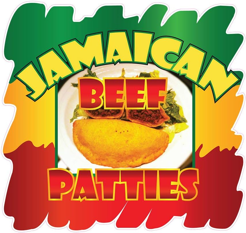 Food Truck Decals Jamaican Beef Patties Concession Restaurant Die-Cut Vinyl Sticker & Sign 18 in on Longest Side