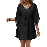 Ekouaer Womens Swimsuit Coverup 2026 Sheer Chiffon Floral Print Sexy Bathing Suit Cover Up Swimwear Beachwear