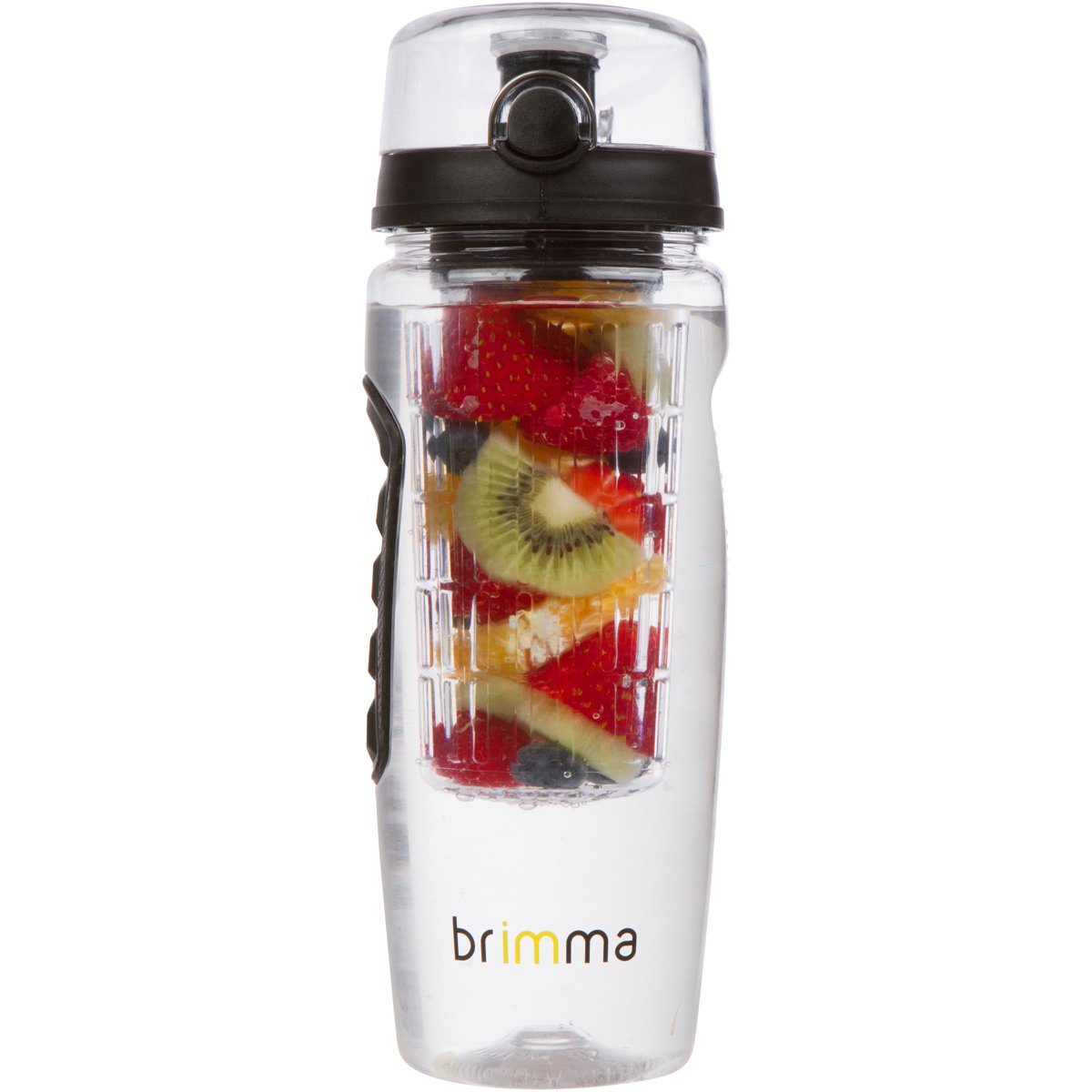 Brimma Water Bottle with Fruit Infuser - 0.94 Litre Large, Leakproof, Clear Plastic Fruit Infusion Gym Water Bottle for Sports, Camping, Running and Travel