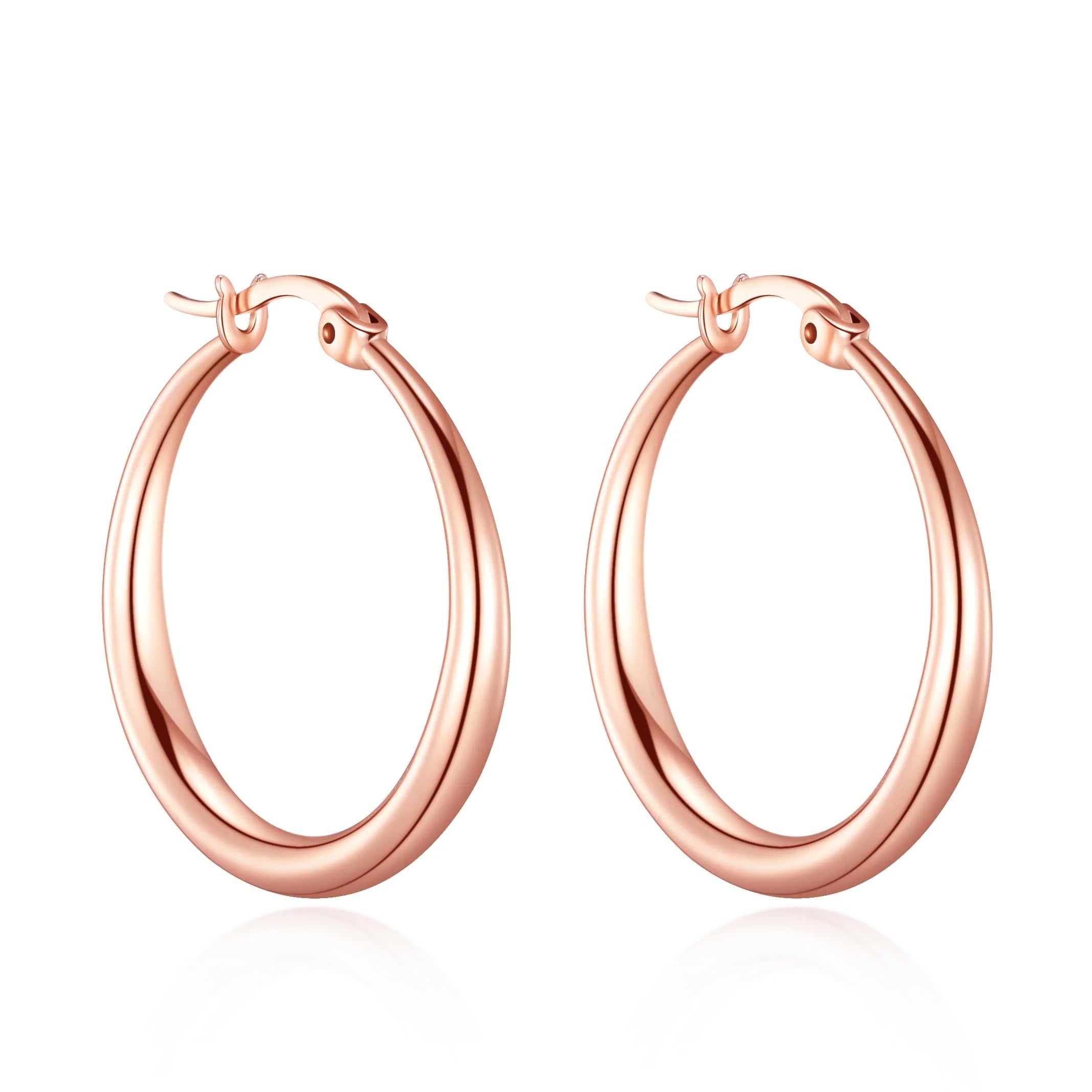 Philip Jones Rose Gold Plated 25mm Hoop Earrings