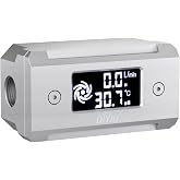 DIYhz G1/4 Aluminum Alloy Shell LCD displaydigital Display Flow Thermometer Temperature Indicator CPU Temperature Monitor Silver