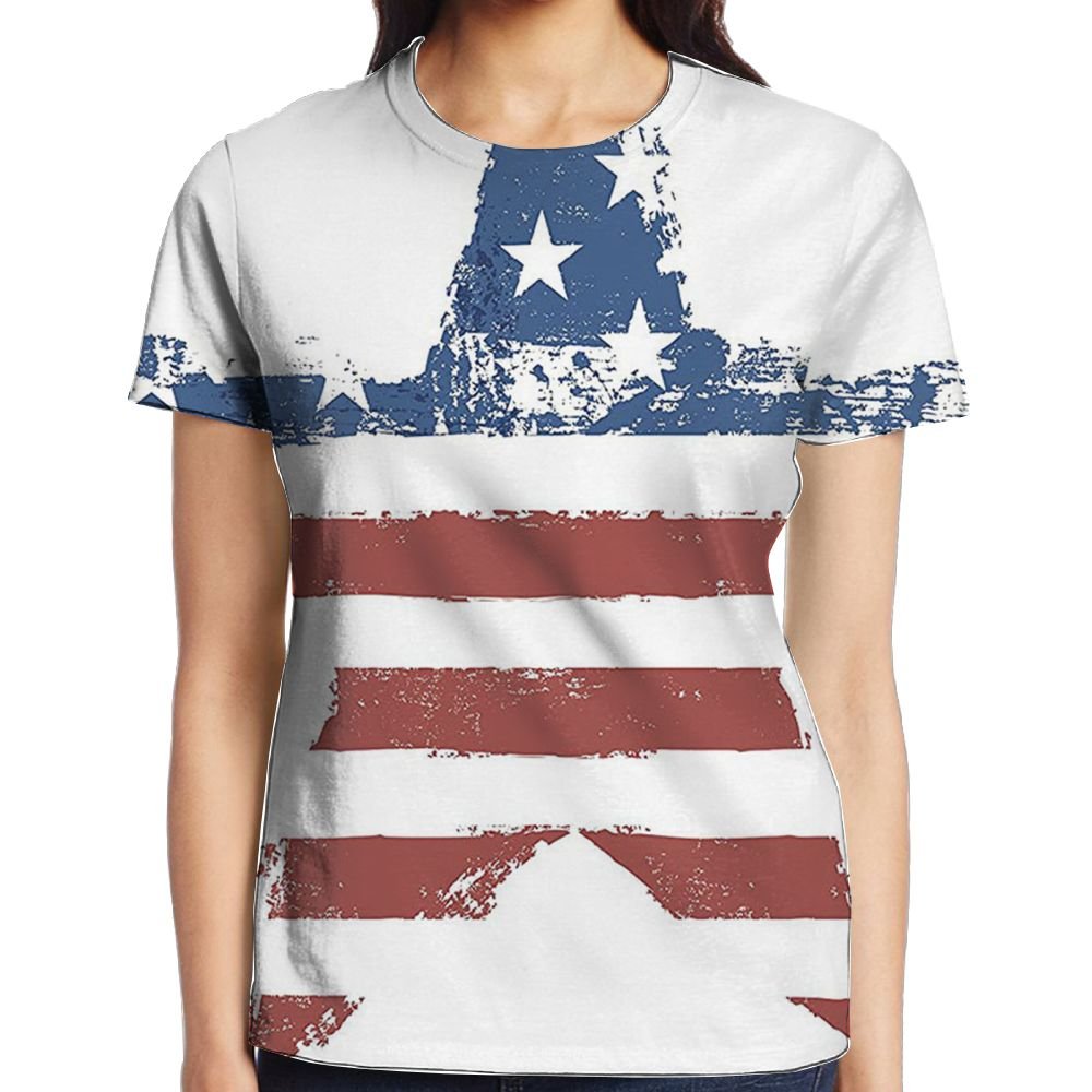 WuLion The American Flag Print As Star Shaped Symbol Stripes National Emblem Women's 3D Print T Shirt White