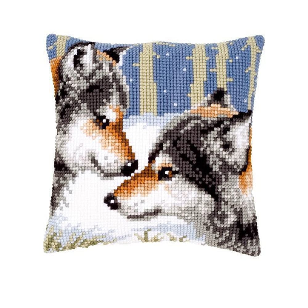 Vervaco Wolves Cross Stitch Cushion, Multi-Colour