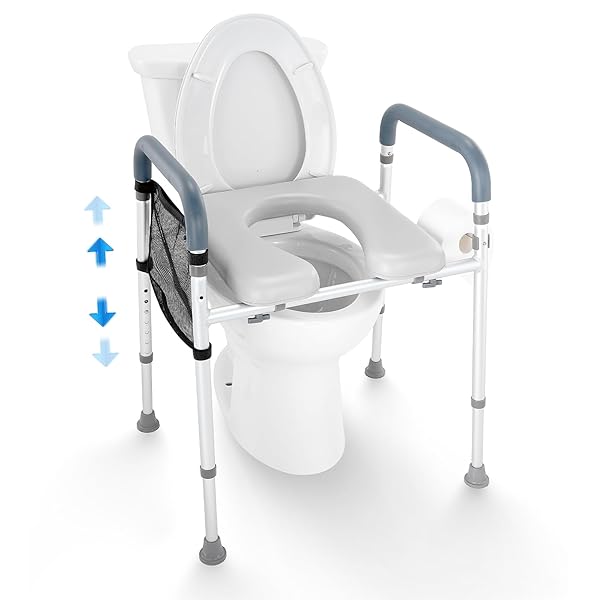 VEVOR RAISED TOILET SEAT, 7-POSITION HEIGHT ADJUSTMENT 19.3″...