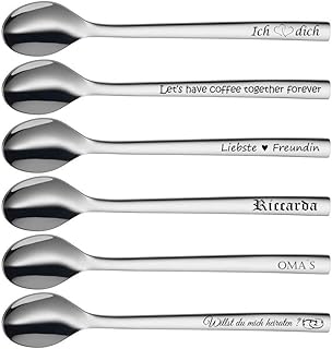 aplusashop WMF Nuova Latte Macchiato Kaffee Löffel mit Gravur nach Wunsch Edelstahl 19cm (2er Set)