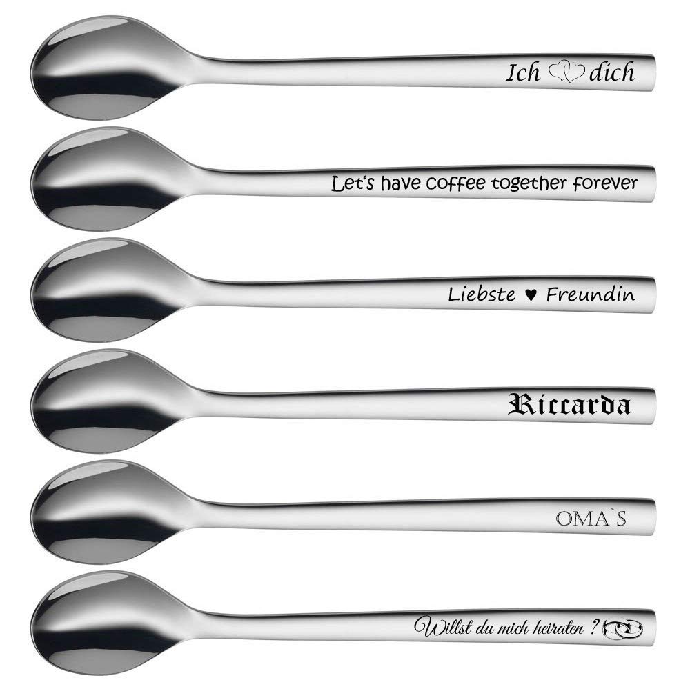 aplusashop WMF Nuova Latte Macchiato Coffee Spoon with Engraving Stainless Steel 19 cm