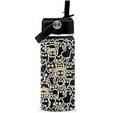 FAIVHSO Cat Gifts for Boys Girls, 16 oz Water Bottle with Straw Lid, Stainless Steel Insulated Tumbler, Cute Cats Water Bottle for Cats Lovers, Black Cat Cup Gifts for Birthday Christma (1pcs)
