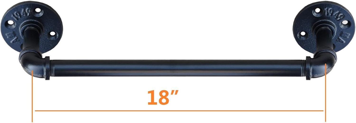 My Rustic Industrial Pipe Bathroom Hardware Fixture Set Heavy Duty DIY Wall Mount Accessories Kit Includes Robe Hook,18 Inch Towel Bar and Toilet Paper Holder,Coated Finish: Home & Kitchen