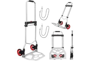 SUZHI Lightweight Luggage Dolly Cart Foldable with 2 Wheels, Aluminum Collapsible Hand Truck, 230lbs Capacity, Portable & Heavy Duty for Shopping, Heavy Goods & Groceries…