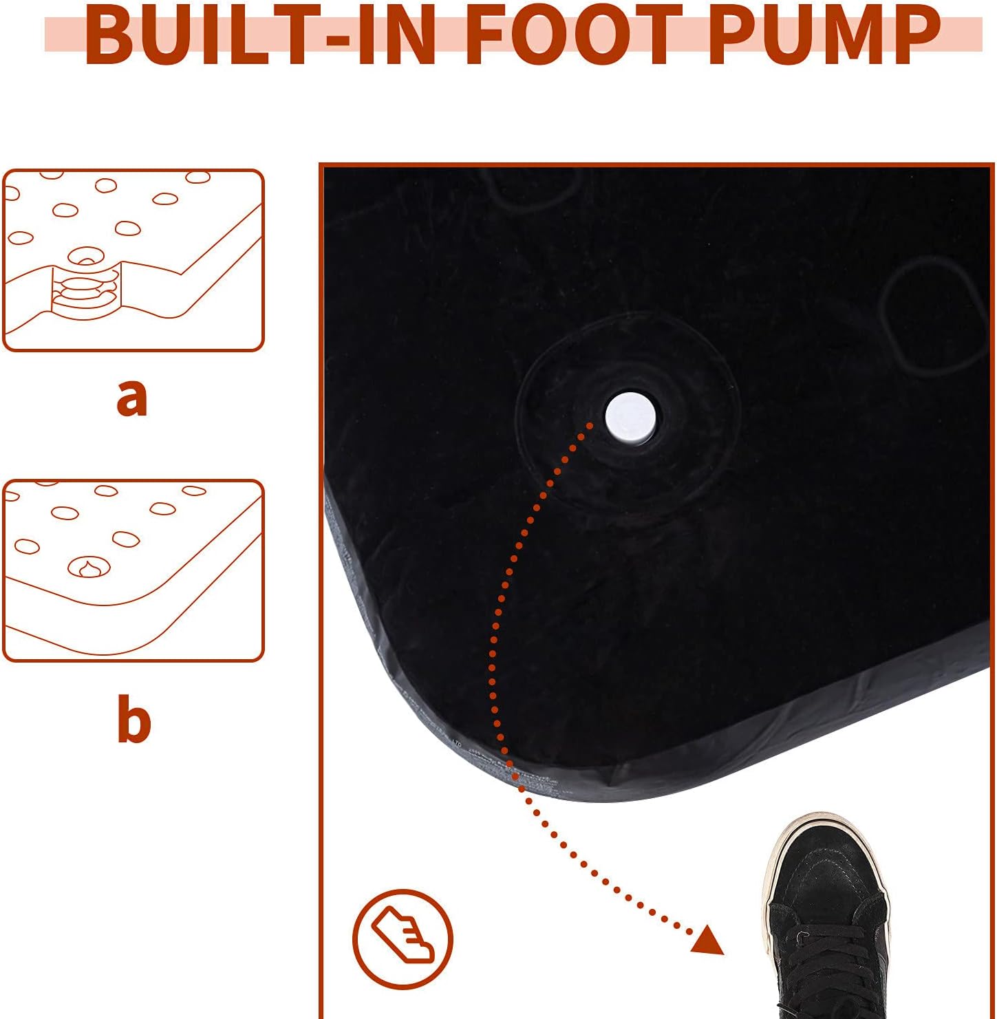 Full Size Air Mattress for Inflatable - Black Portable Blow Up Mattresses with Foot Pump - Double Foldable Air Bed for Tent Camping Backpacking Home Traveling: Kitchen & Dining