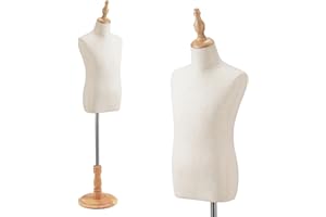 Spurgehom Kid Dress Form Adjustable Child Mannequin Body with Wood Base Toddler Clothes Mannequin Pinnable Dress Form for Apparel Scarf Window Shop Display, 10-11 Years Old