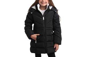 DKNY Girls Winter Jacket - Heavyweight Long Anorak Puffer Jacket with Hood - Sherpa Lined Insulated Winter Coat for Girls