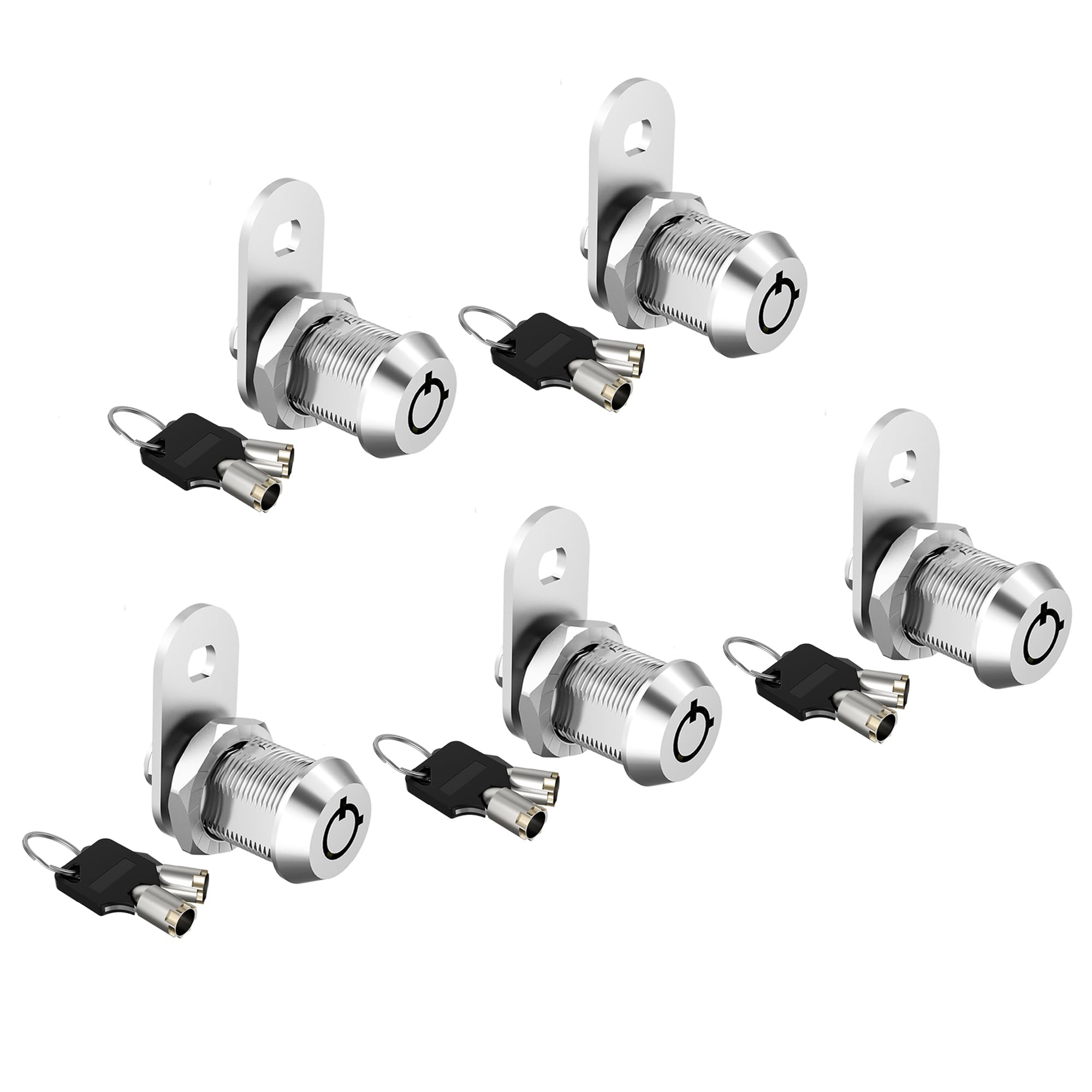 5 Pack RV Storage Locks Cam Locks Keyed Alike, 5/8" Cabinet Locks with Key, Secure RV Compartment Door Toolbox Mailbox Lock Replacement Set, Zinc Alloy