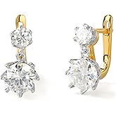 Moissanite Hoop Earrings for Women, Drop Dangle Earrings Brilliant Round Cut 2ct D Color VVS1 18K Gold Plated 925 Sterling Silver Hypoallergenic, Wedding Earrings Jewelry for Gifts