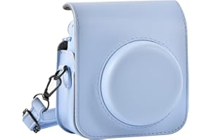 SAIKA Protective Case Compatible with Instax Mini 12 Instant Camera, Portable Travel Storage Cover Bag for Mini 12 with Photos Pocket & Adjustable Shoulder Strap (Box Only)-Light Blue