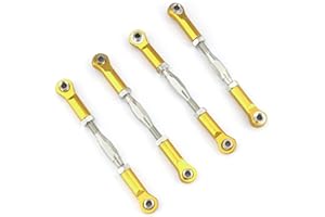 Hosim Adjustable RC Turnbuckles 75-89mm Aluminum Front Rear Servo Link Steering Linkage Rod Ends for 1/10 Traxxas Slash 4x4 RC Cars Upgrades Replacement Accessories Yellow (Pack of 4)