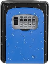 ZHEGE Key Box Wall Mounted 4 Digit Safe Outdoor Weatherproof Blue