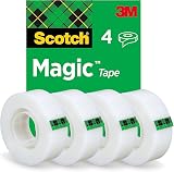Scotch Magic Tape 4 Rolls 19 mm x 33 m General Purpose Invisible Tape view 1