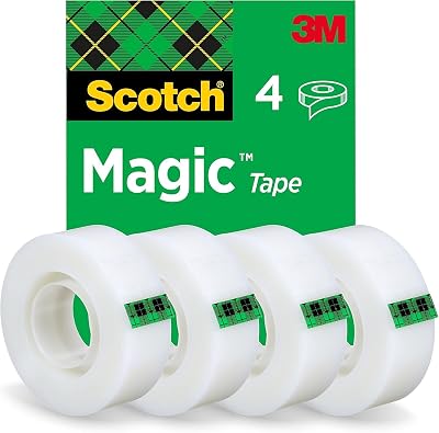 Scotch Magic Tape 4 Rolls 19 mm x 33 m General Purpose Invisible Tape