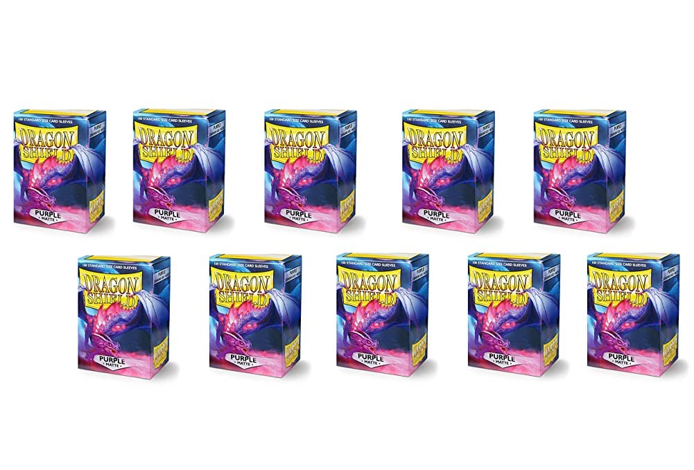 Photo 1 of 10 Packs Dragon Shield Matte Purple Standard Size 100 ct Card Sleeves Display Case