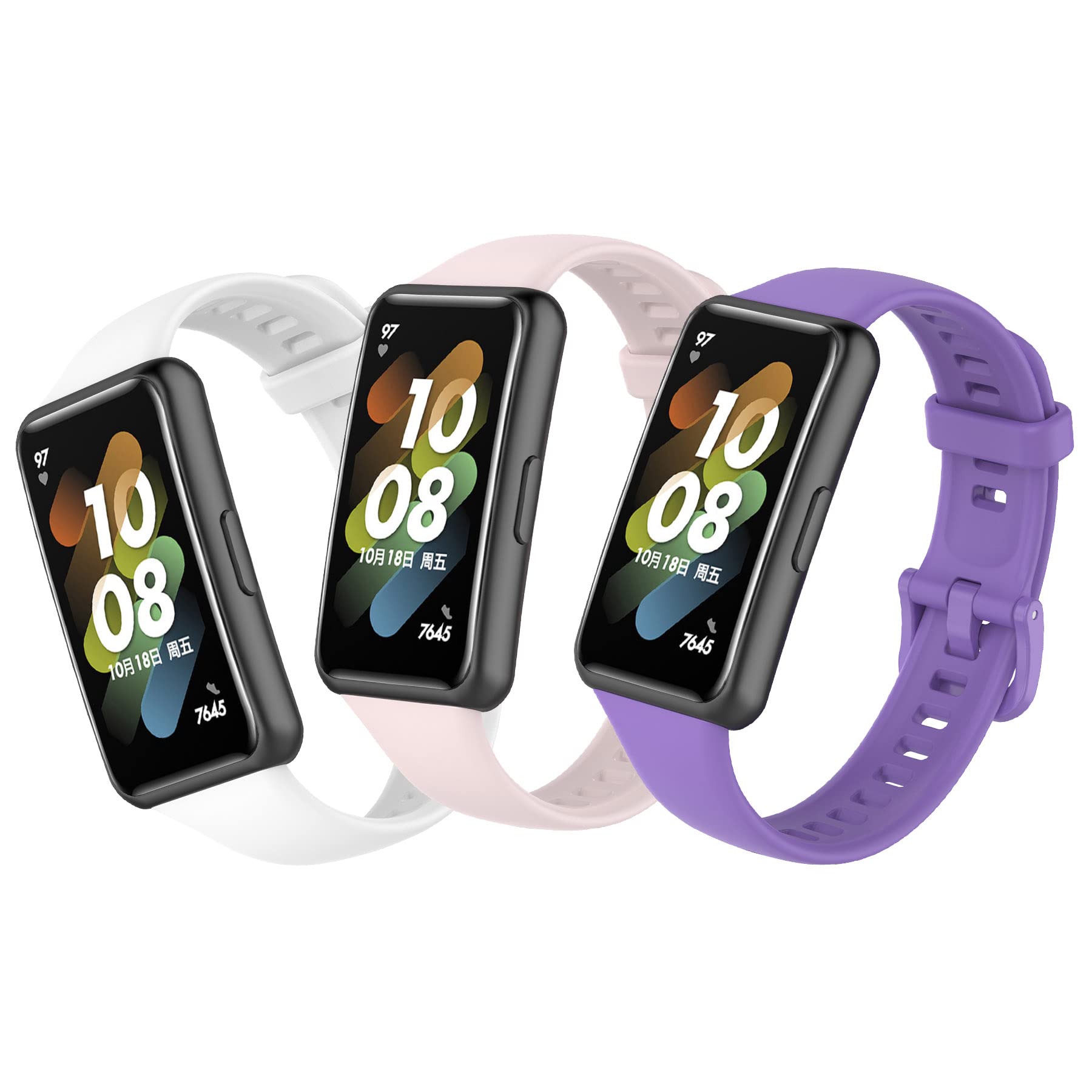 MIJOBS 3PCS Straps Compatible with Huawei Band 7 Replacement Strap Waterproof Sports Silicone Straps Compatible with Huawei Band 7 Smartwatch