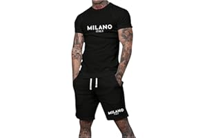 VIPWOLF Men's Track Suits 2 Piece Sets Short Sleeve Letter Graphic Tees and Drawstring Shorts Gym Casual Summer Outfits