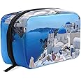 ALAZA Women's Cosmetic Bag Landscape Oia Santorini Greece Makeup Bag for Travel Cosmetic Pouch Brush Bag