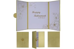 HAHZY Large Retirement Card for Man Woman, Gold Happy Retirement Gifts - Guest Book Alternative, Happy Farewell Party Decorations Signature Board Book for Retired Party Decorations（Gold）