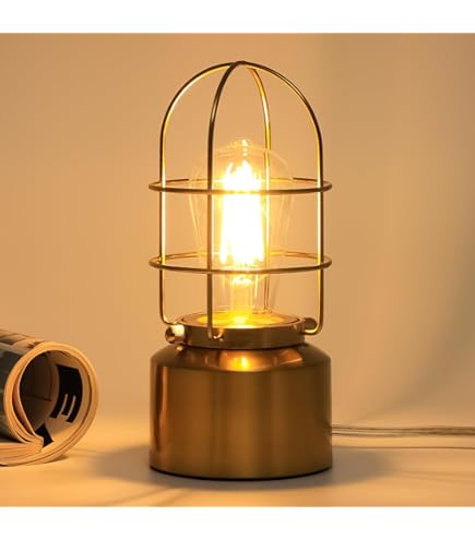 Surpars House Farmhouse Table Lamp, Vintage Desk Decor with Glass