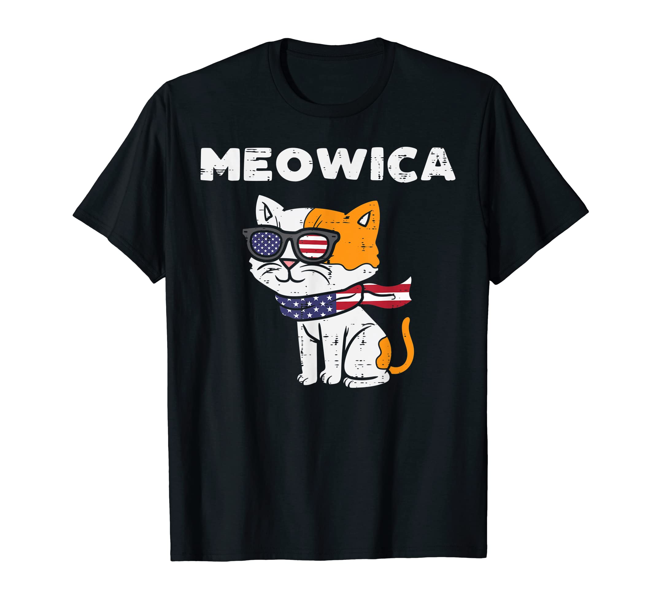 Meowica Cat Kitten American Flag USA Pet 4th Of July Fourth T-Shirt