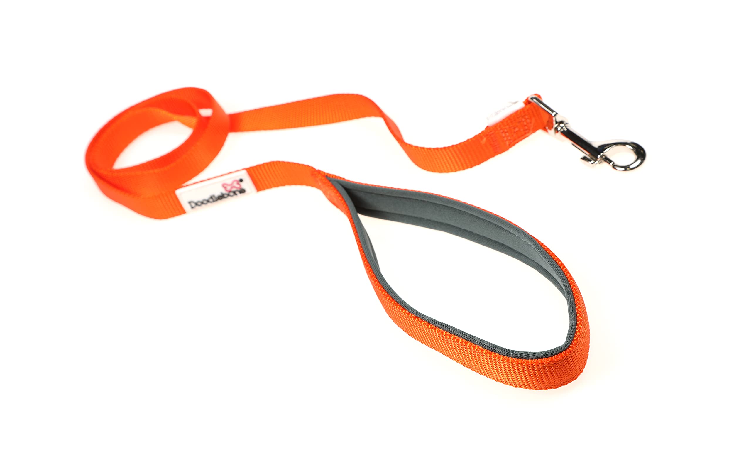 Doodlebone - Padded Dog Lead - Comfortable Dog Leash with Soft Neoprene Padded Handle, Strong Clip, 120cm Length, Machine Washable for Everyday Walks & Training - 20mm - Tangerine — image 1