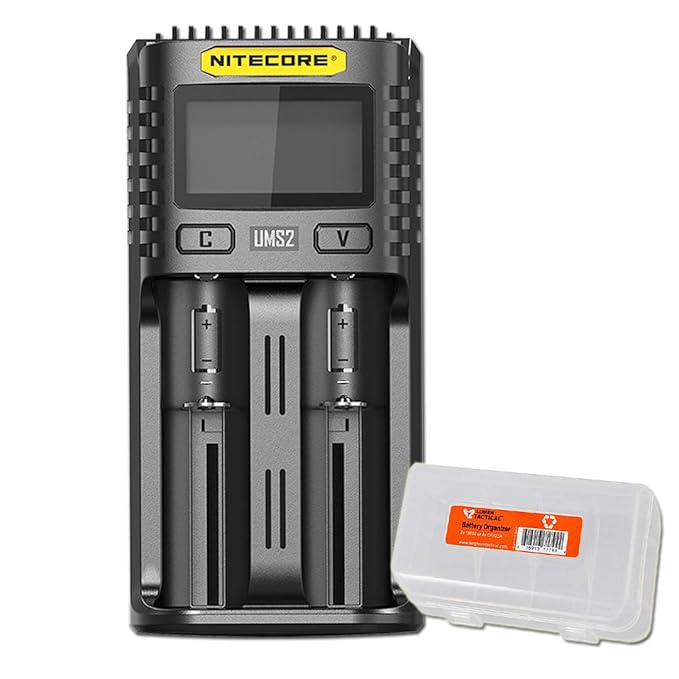 NITECORE UMS2 Intelligent USB Dual-Slot Superb Battery Charger and LumenTac Battery Organizer