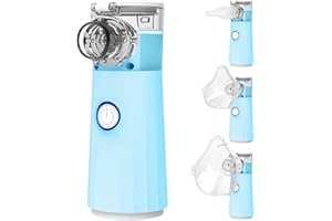 AVAOKO Portable Nebulizer, Nebulizer Machine for Adults and Kids Handheld Nebulizer for Travel and Daily Use Mesh Nebulizer for Breathing Problems with Autoclean Mode Powered by USB/Battery, Blue