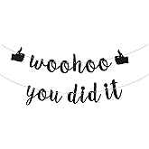 ZOZZEIBE Woohoo You Did It Banner, We are So Proud of You, Congrats Grad 2025, 2025 Graduation Party Decorations, Black Glitter.(Pre-Strung)