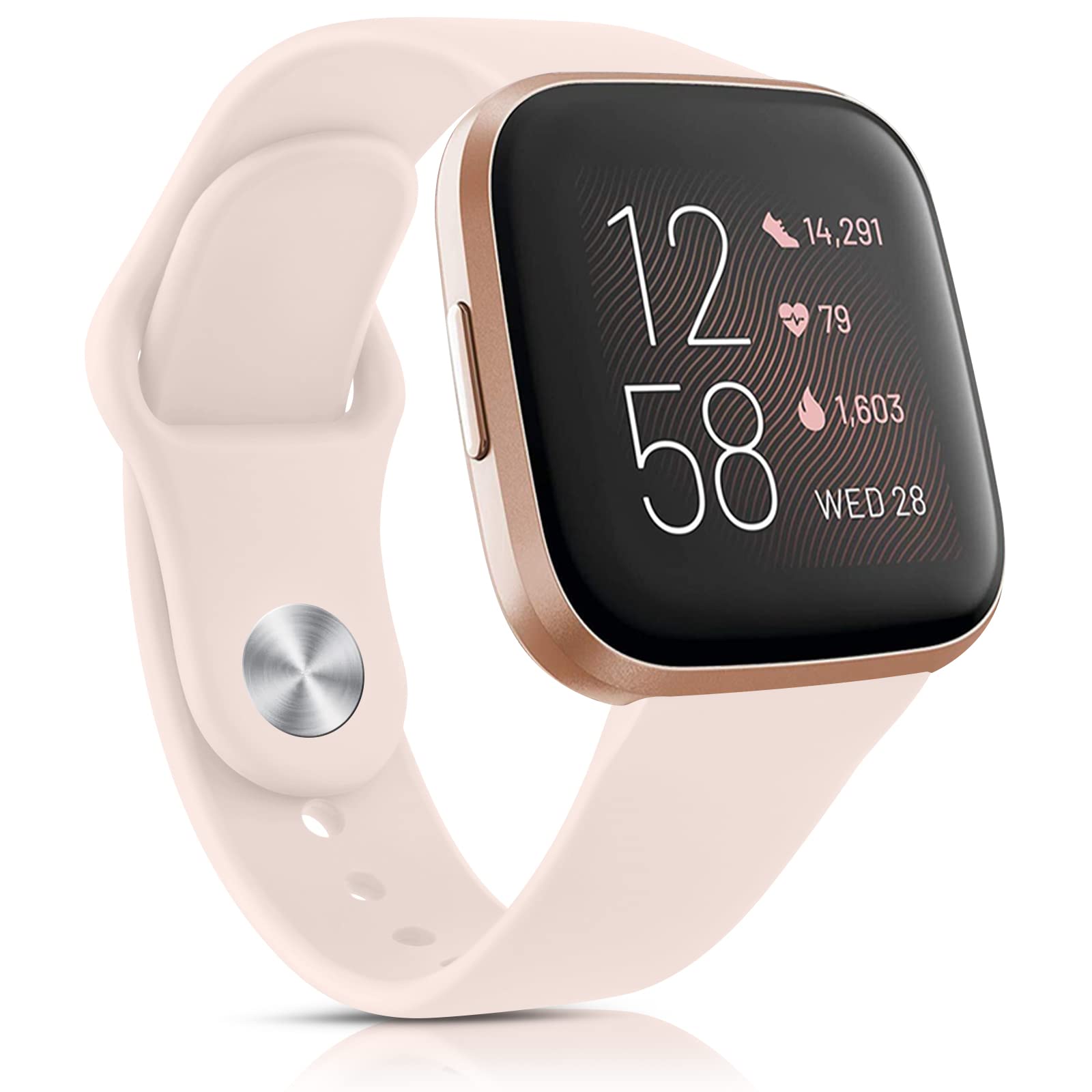 Yisica Compatible with Fitbit Versa Strap/Fitbit Versa 2 Straps for Women Men, Soft Silicone Sport Replacement Straps for Fitbit Versa 2/Fitbit Versa Lite(Sand Pink)