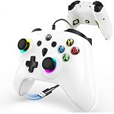 UGAME Wired X Box Controller for XBox One Series S X PC, Control with 1000Hz Polling Rate No Drift Stick, Custom Paddles Turbo Remote, RGB Light Gamepad