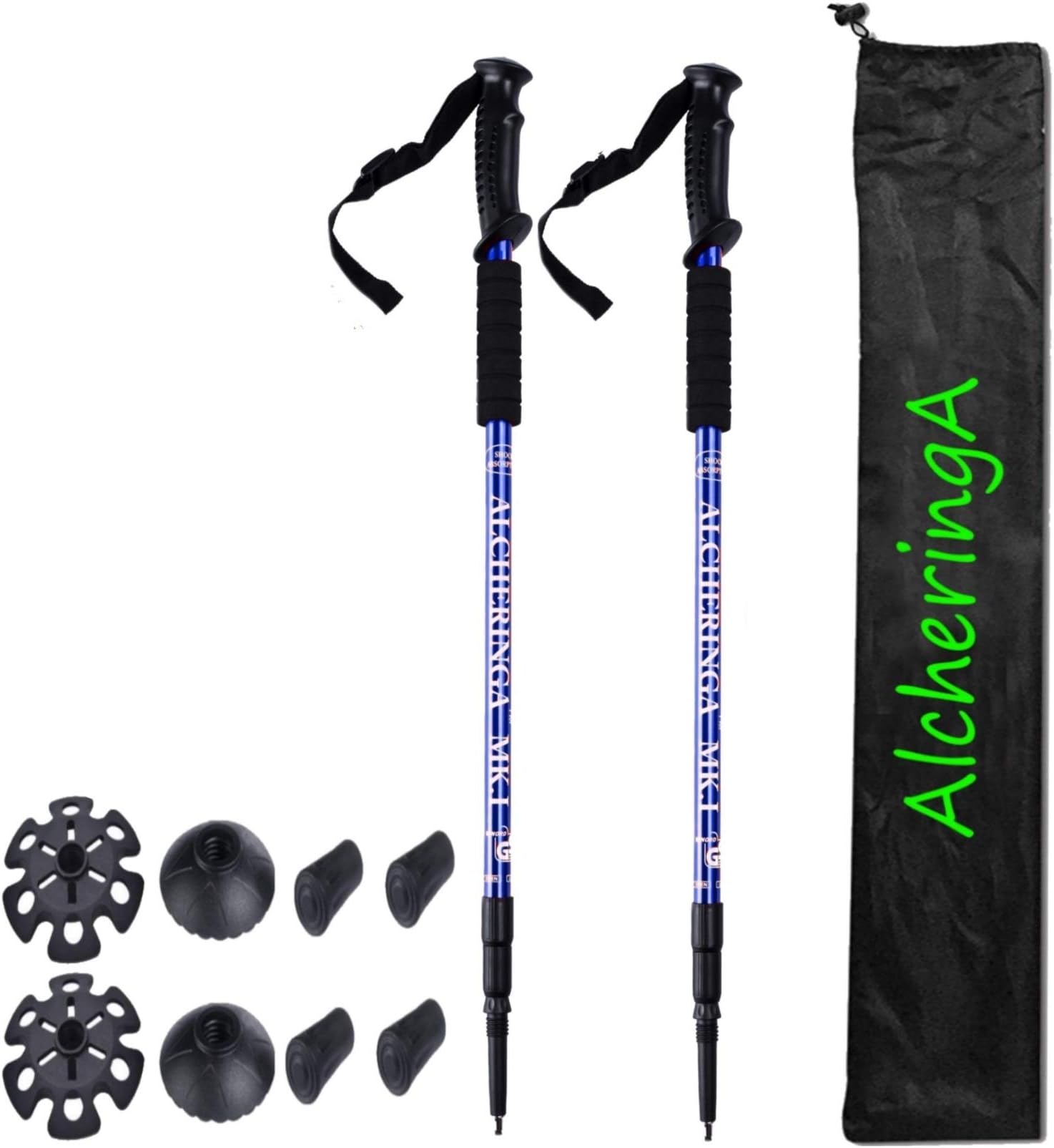 Alcheringa Trekking Poles Hiking Sticks Telescopic Collapsible, Ultralight Hiking & Shock Absorption โ 65 to 135cm