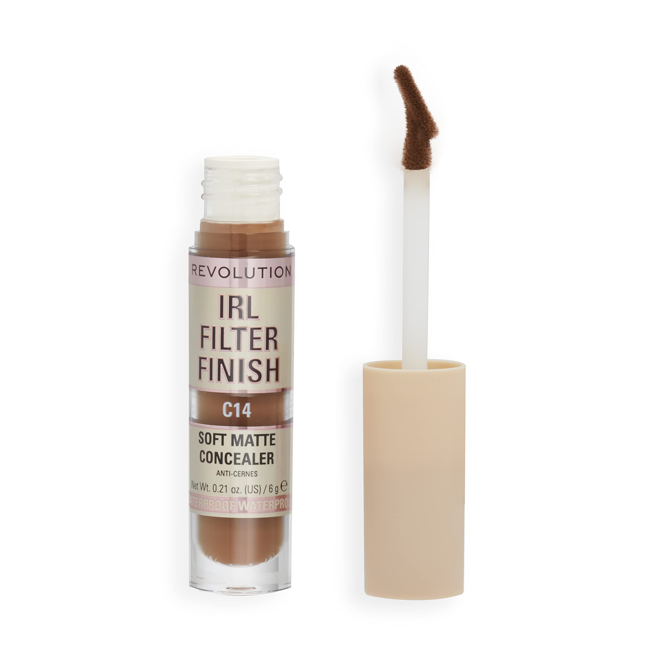 Makeup Revolution , IRL Concealer Filter Finish, Medium or Full Coverage, C14, 6g