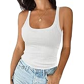 Tankaneo Womens Ribbed Tank Tops Knit Scoop Neck Sleeveless Fitted Basic Cami Tee Shirts