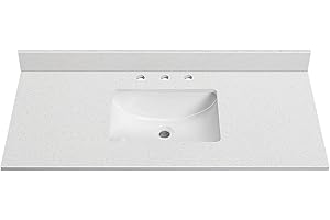 EQLOO 48 in. W x 22 in. D Quartz Bathroom Vanity Top, with Undermount Rectangular Single Sink, 8 Inch Widespread Faucet Hole and Backsplash Vanity Sink Top in Crystal White