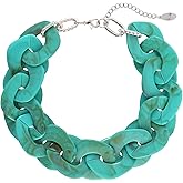 Bocar Statement Chunky Acrylic Cuban Choker Necklace Fashion Bib Collar Chain Necklace for Women(NK-10666)