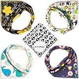 Baby Bibs by Truhapi, Baby Organic Bandana Drool Bibs Set of 4 for Boys and Girls, 100% Cotton, Soft, Absorbent, Hypoallergenic, Unisex for Drooling and Teething Bibs - Bonus Pocket Wet Bag