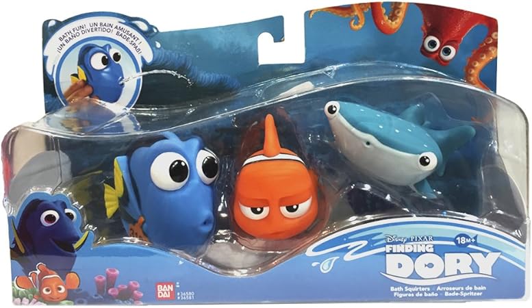 Buscando a Dory - Set de 3 Figuras de baño Dory, Marlin, Destiny, Azul