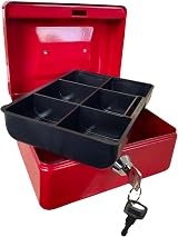 Requisite Needs Metal Money Box Tin 6 Inch Steel Cash Safe Box with Lock view 2